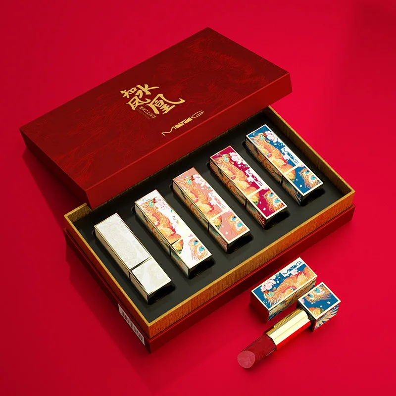 5IN1 MYG Matte Lipstick Makeup Set Chinese Style High-grade Magnet Long-last Red Lipkit Holiday Gift | Красота и здоровье