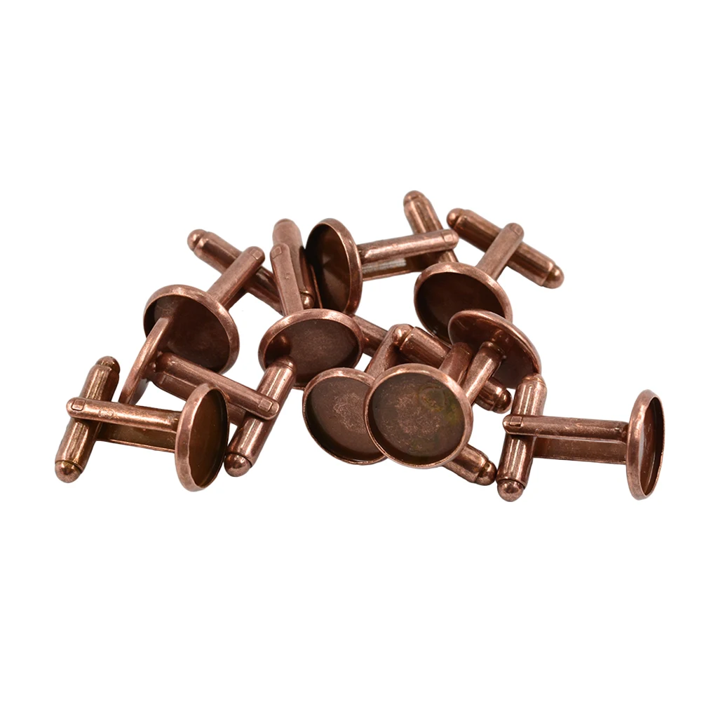 10 pcs Antiqued Bronze Black Gold 12mm Round Blank Settings Cuff Links Findings DIY Projects