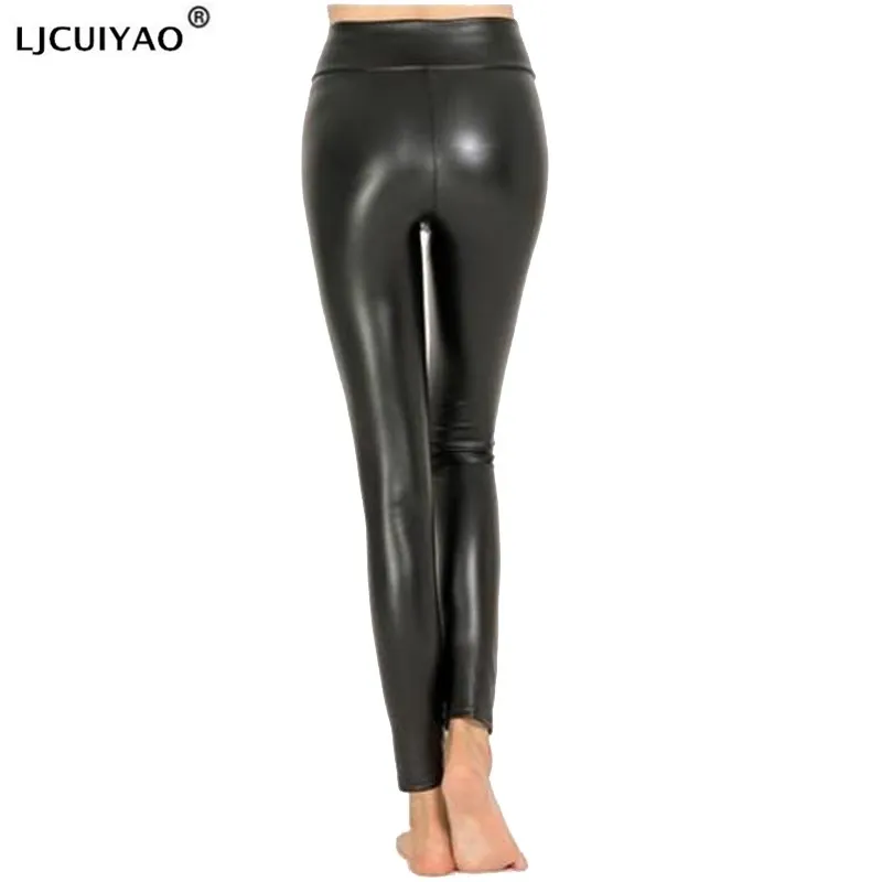 Women Black PU Legging Shiny Bling Faux Patent Leather Stretch Elastic  Leggings High Waist Pants Slim Trousers - China PU Leggings and PU Leather  Leggings price