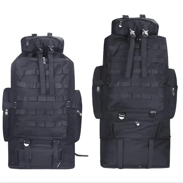 100л военный камуфляжный рюкзак туристический треккинг легкий складной рюкзак армейский рюкзак Molle сумка Тактический походный нейлоновый рюкзак - Цвет: Черный цвет
