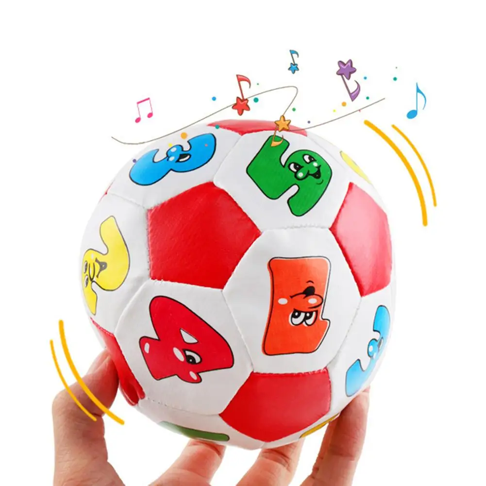 Baby Grip Faux Leather Stuffed Soccer Ball with Chiming Bell Sensory Musical Toy For Kids Children Birthday Xmas Gifts | Игрушки и хобби