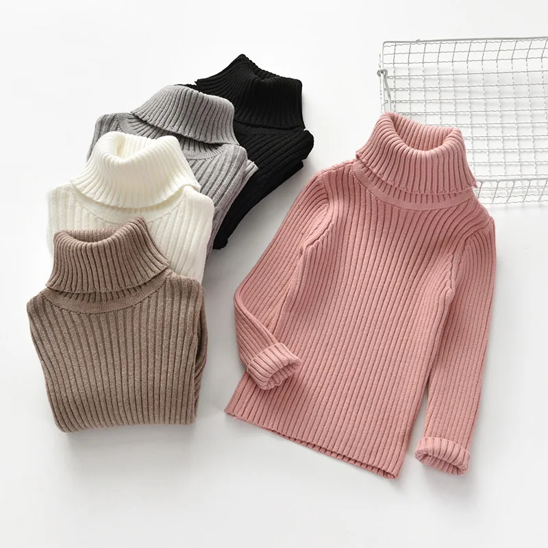 

Kids Turtleneck New Girls Pullover Sweater Autumn Solid Color High Quality Children'S Clothes Baby Girl Winter Clothes