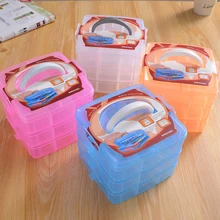 Прозрачная пластиковая коробка для хранения ювелирных изделий три слоя с ручкой съемный 18 Отсек контейнер для хранения Ремесленная коробка