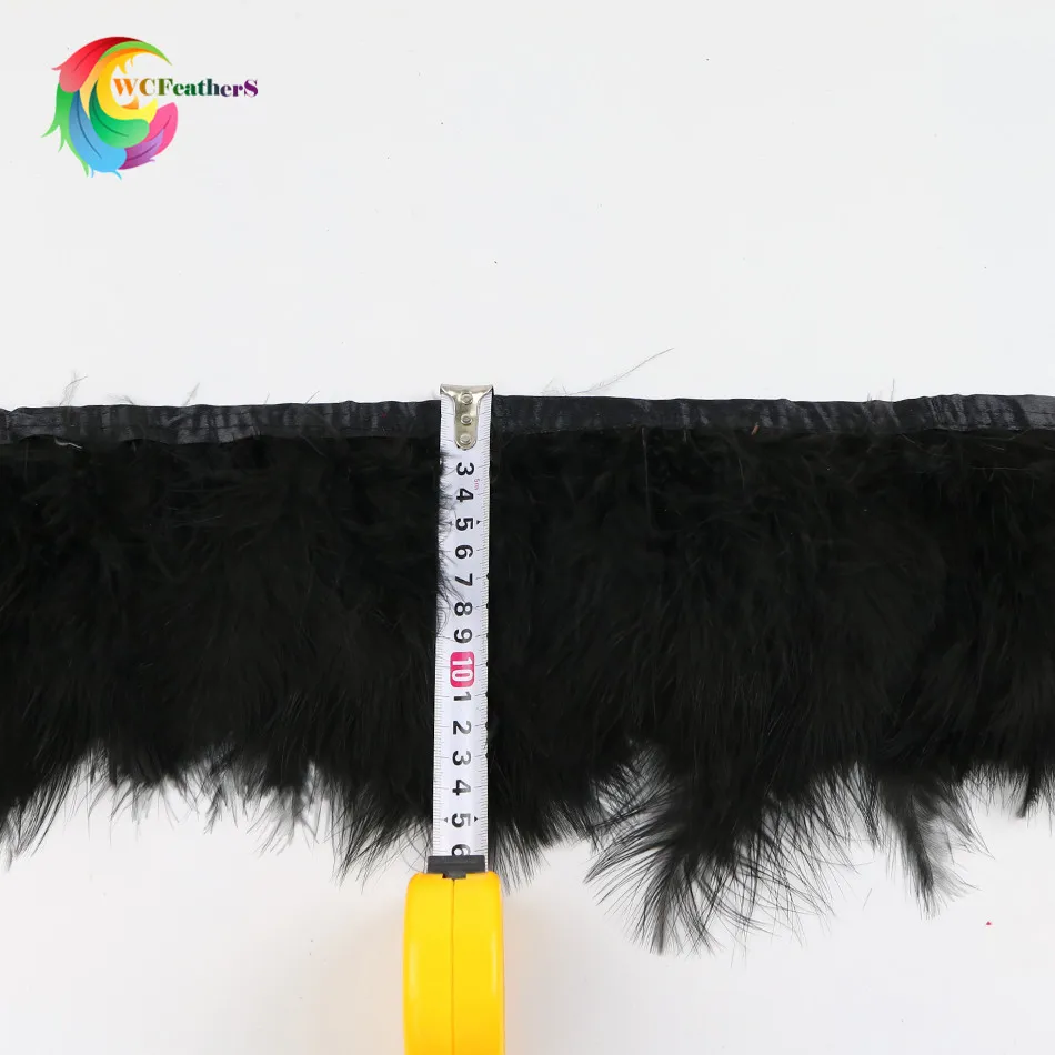DIY натуральная черная отделка перьями Марабу Высота 6-8 дюймов лента с перьями для рукоделия изготовления свадебного платья украшения