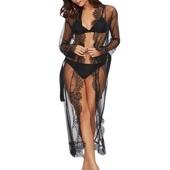 

2020 new Women Sexy Lace Beach Cover Up Swim Dress Sleepwear Waist Belt Nightgown Beach Dress Bikini Cover-up Swimsuit Cover