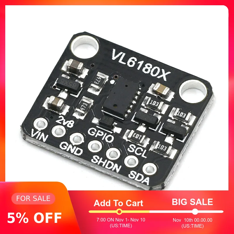 Модуль оптического датчика диапазона VL6180 VL6180X для Arduino IEC интерфейс 3,3 V 5V распознавание жестов