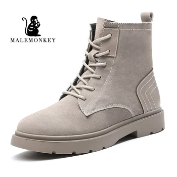 

2019 New Fashion Boots Women Sand Black Lace-up Genuine Leather For Winter Boots Shoes Casual Botas Mujer Female Ankle Boots