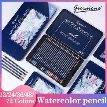 Set di matite per acquerelli GIORGIONE Set di matite triangolari in legno con disegno a matita colorata Set di materiale scolastico da colorare