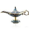 22cm Elegant Vintage Metal Carved Aladdin Lamp Light Wishing Tea Oil Pot Decoration Figures Saving Collection Arts Craft Gift ► Photo 2/6