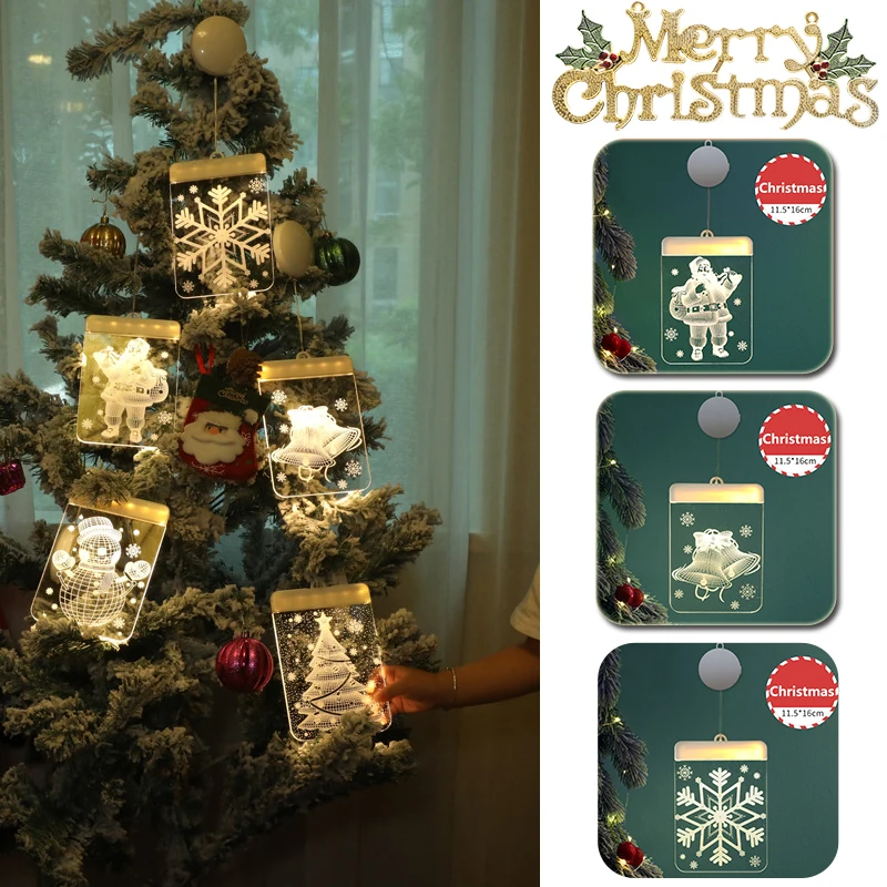 2022 Christmas Lights Home Decoration 3D 16CM Led Holiday Lighting Ornaments Navidad New Year's Decor for Living Room Window | Освещение