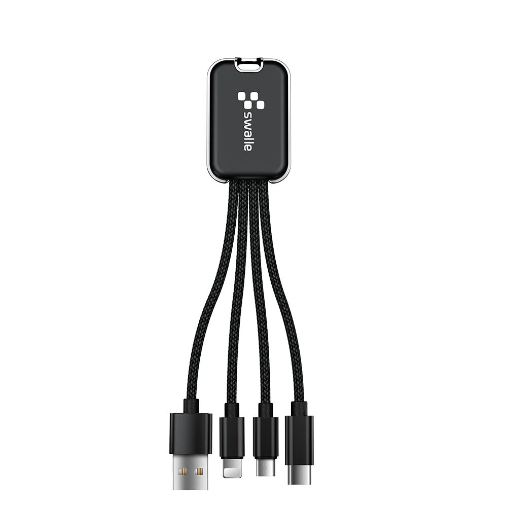 3 in 1 Swalle Mini 3 в 1 USB кабель брелок Портативный короткий Micro usb type C мульти зарядное устройство кабель для Xiaomi huawei iPhone Быстрая зарядка - Цвет: 3 in 1