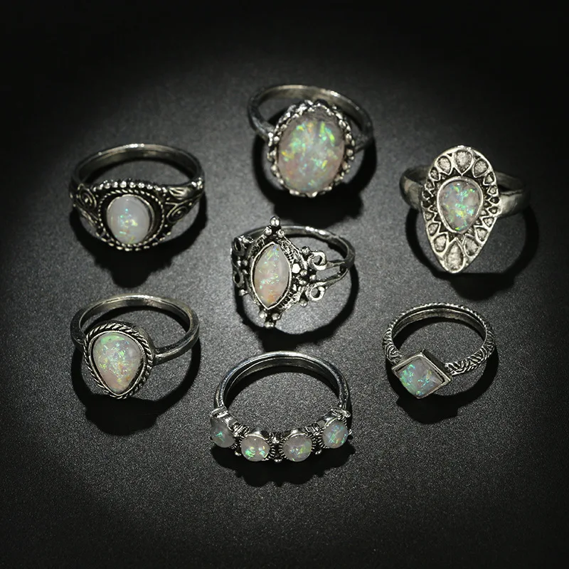 Tocona Vintage Gold Rings Sets for Women Cross Shell Starfish Clear Crytal Stone Geometric Wedding Ring Jewelry Wholesale - Image 5