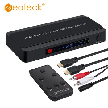 

Neoteck 4K@60Hz HDMI Switch Audio Extractor Splitter with Remote Control 3X1 HDMI Switcher With 2RCA to 3.5MM Audio Cable