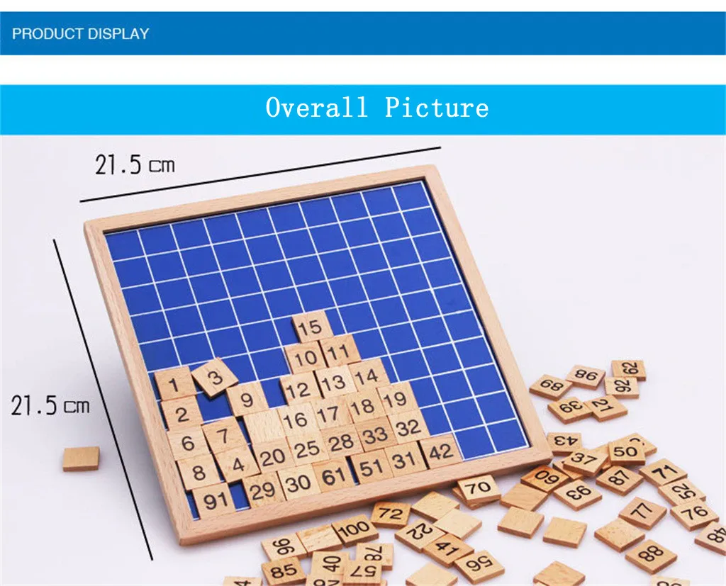  100pcs/set 1-100 Number Wooden Letters Montessori Teaching Tools Tiles Black Scrabble Counting Numb - 4000133254804