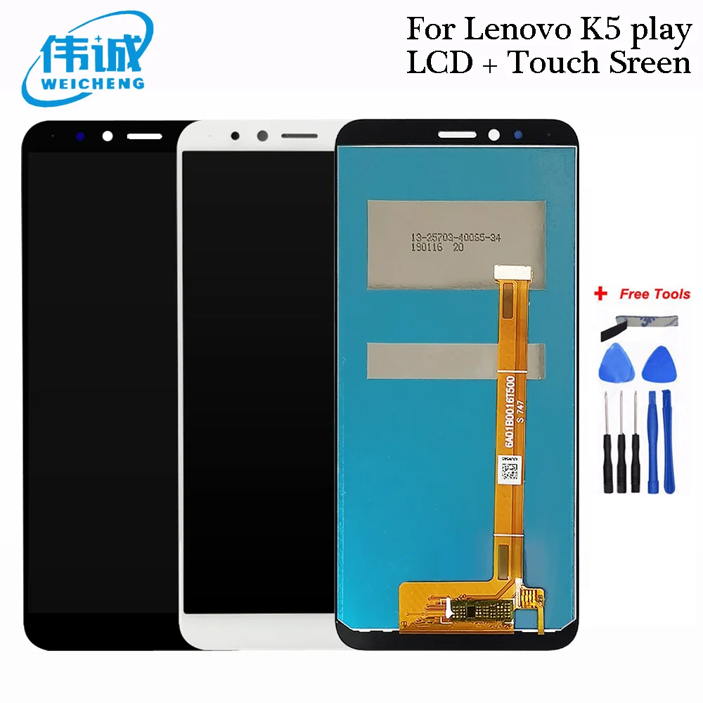 Черный/белый 5," для lenovo K5 Play L38011 ЖК-дисплей+ кодирующий преобразователь сенсорного экрана в сборе запасные части+ инструменты для замены телефона