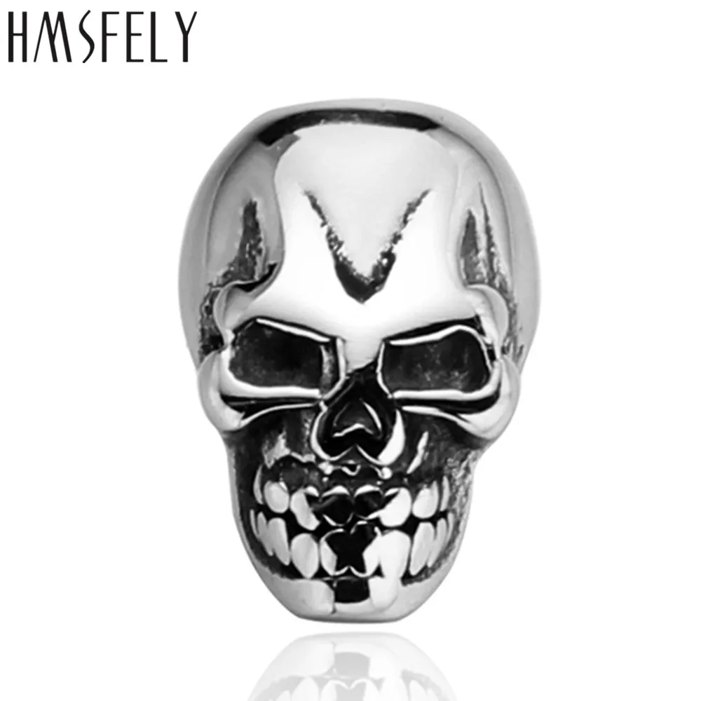 

HMSFELY 316L Stainless Steel Victory Pattern Skull Head Beads Accessories For DIY Beaded Bracelet Making Findings 2mm Hole Bead