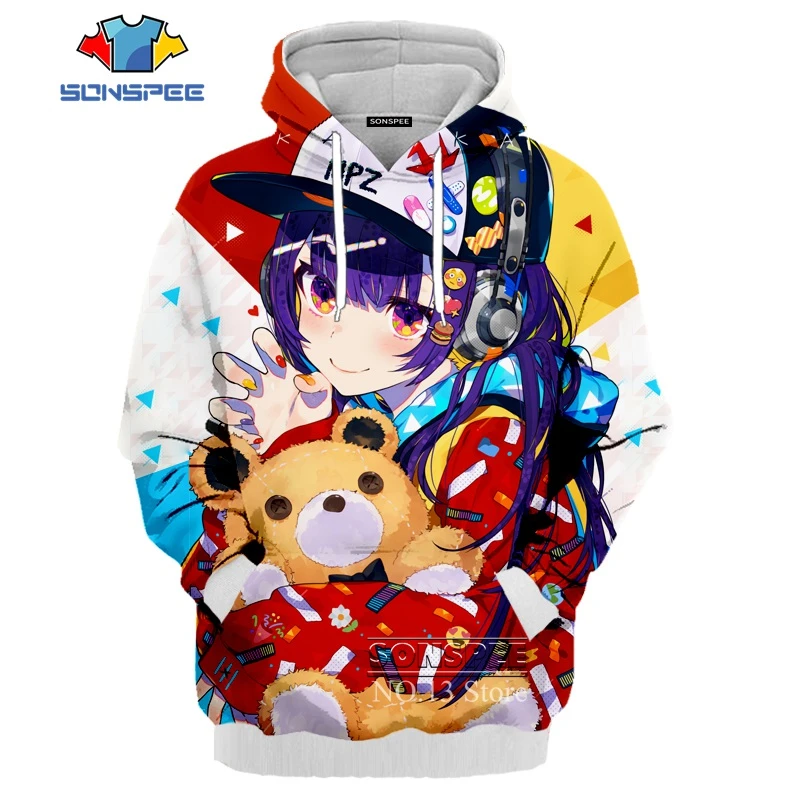 anime girl bear hoodie