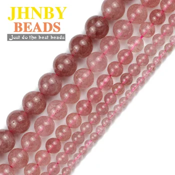 

JHNBY Brazilian strawberry crystal Natural Stone 4/6/8/10/12MM Round Loose beads for Jewelry making DIY bracelets accessories