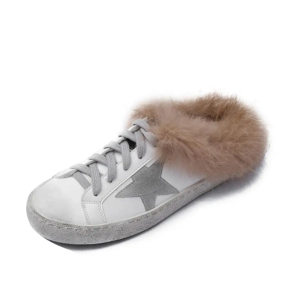 White-slipper Bing/теплые зимние кроссовки; женские зимние кроссовки на шнуровке; прогулочная обувь; зимние кроссовки с мехом; женские кроссовки с украшениями - Цвет: White-slipper