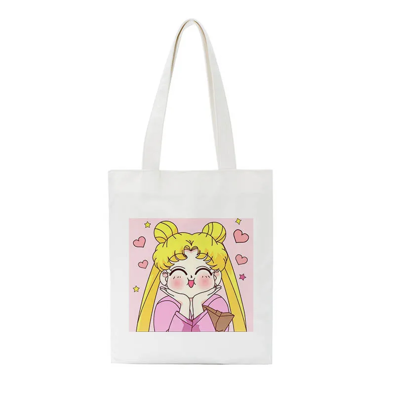 Sailor Moon Large Capacity Harajuku Casual Ulzzang Shopping Bag Canvas Summer Chic Japanese Cartoon Shoulder Bags