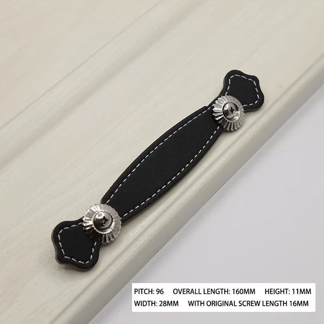 1PCS Leather Handle Bag Handle Drawer Door Knob Brown Black Furniture Handle Hardware Decoration Zinc Alloy Cabinet Dresser MBS0041-8