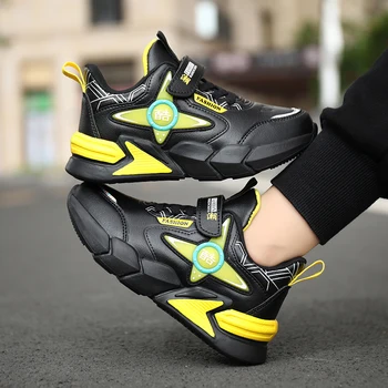 

TuYao baby boy leather casual shoes for winter kids cool black school sneakers for toddler boy size EU29-39