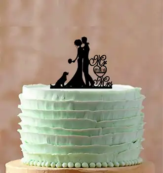 

Couple Silhouette,Mr and Mrs Cake Topper,Bride and Groom With Dog,Custom Wedding Cake Topper,Dog Cake Topper, Cake Topper with D