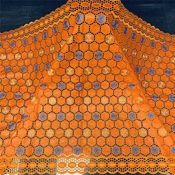 

African bazin riche fabric with brode Latest fashion embroidery bazin lace fabric with net lace 5 yards KU071202