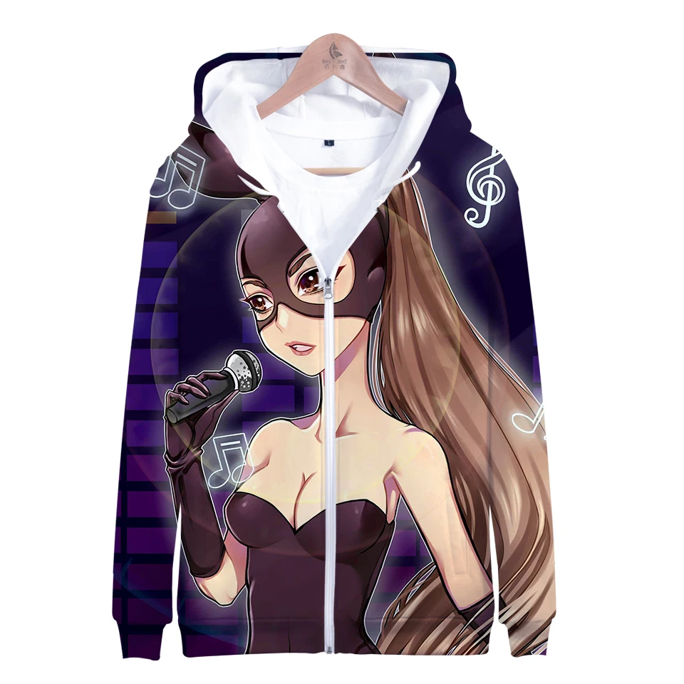 Ariana Grande/толстовка на молнии с 3D принтом; повседневные толстовки; Новая модная крутая осенне-зимняя одежда Highstreet; толстовка