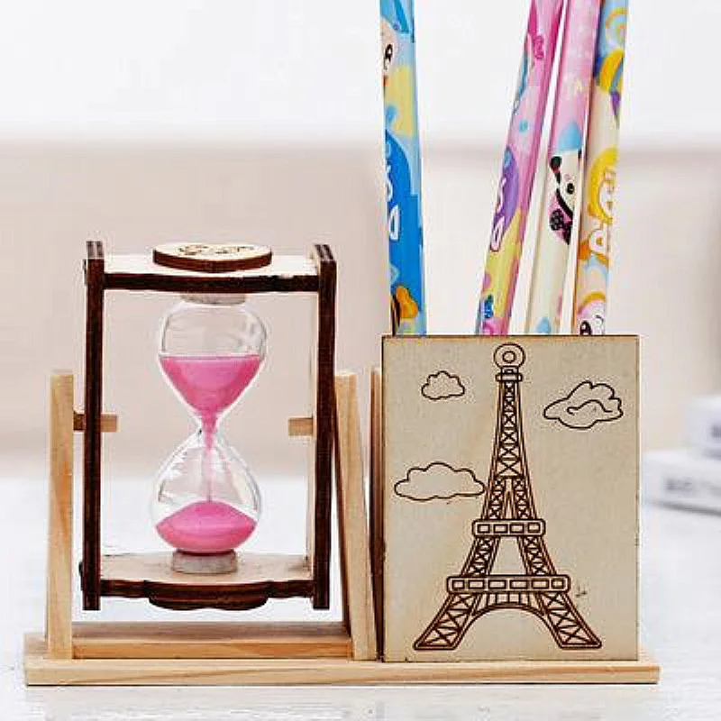 Розовый Дизайн 3D Diy Стеклянная фигурка в виде песочных часов песочные часы декоративные детские ювелирные изделия игрушки офисные принадлежности деревянная щетка горшок панда Эйфелева башня - Цвет: Розовый