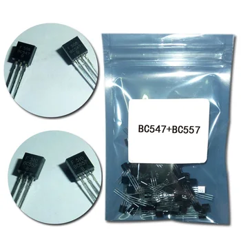 

(50Pcs/lot)BC547+BC557 Each 25Pcs BC547B BC557B NPN PNP Transistor TO-92 Power Triode Transistor kit Bag