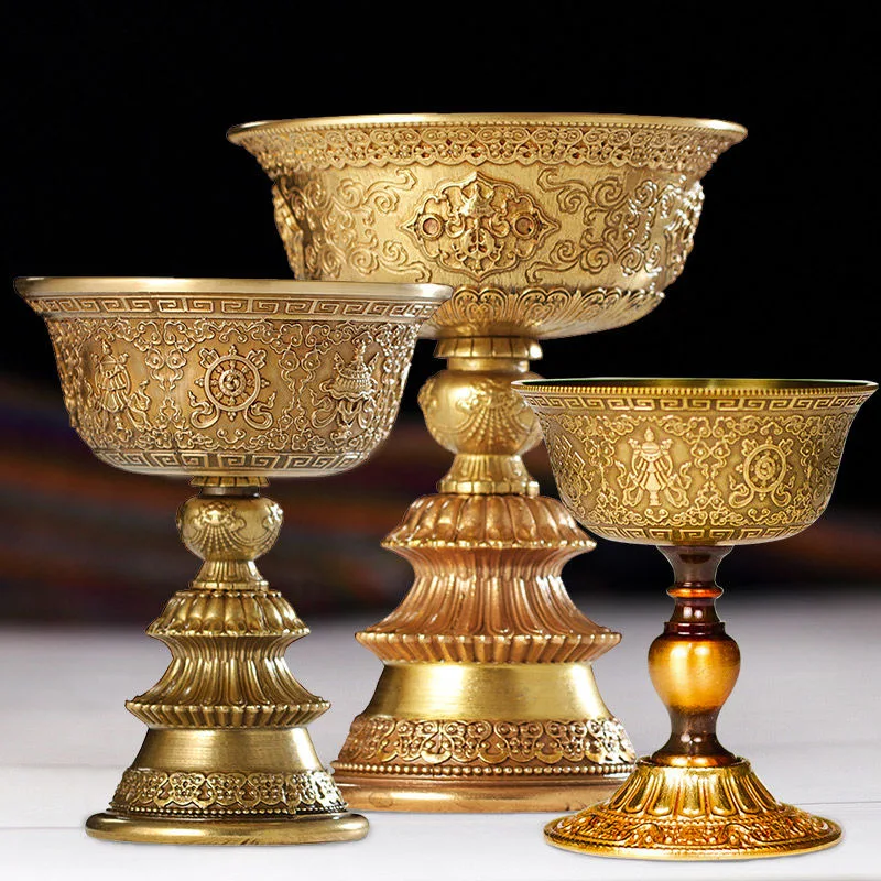 

Embossed Brass Candle Lamp Handicraft Religion Flower Candlestick Cup Buddhist Tibetan Wedding Tribute Home Table Decoration