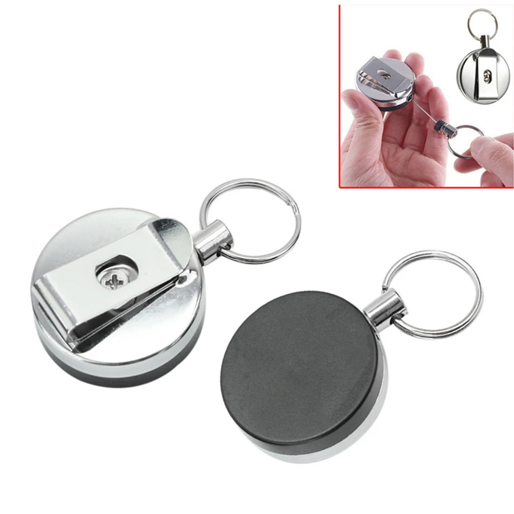 Key Ring Clip Retractable Pull Key Ring Chain Reel Extendable Belt Reel