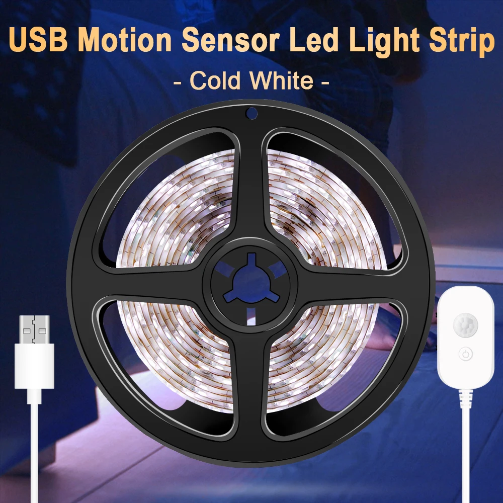 

PIR LED Lamp Motion Sensor LED Strip Waterproof 5V Kitchen Cabinet Light USB Ribbon LED Flexible Light Tape 0.5m 1m 2m 3m 4m 5m