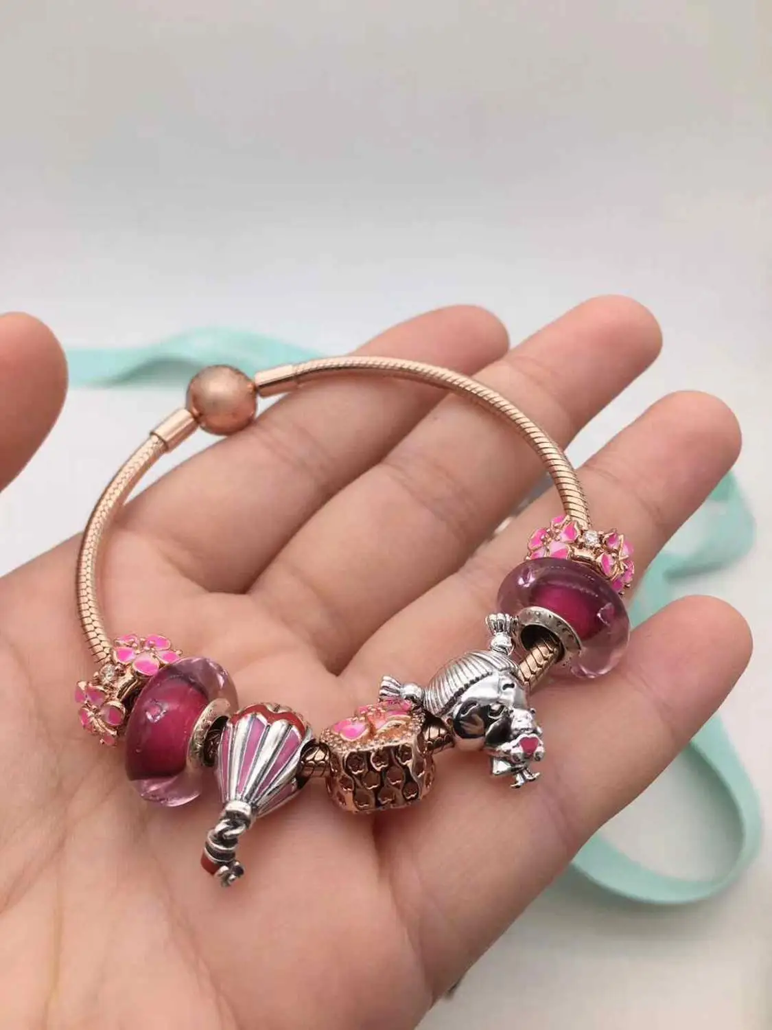 

Fanier Shop High Quality 1:1 100% 925 Pure Silver Niche Design Rose Gold Girl Flower Beaded Bracelet Free Shipping