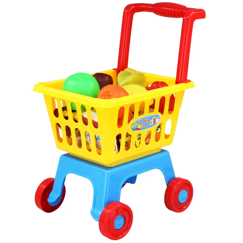 

Large Size Shopping Cart Supermarket Trolley Toys Kindergarten 41 Pieces Play House Toys & Vegetable Fruit Set
