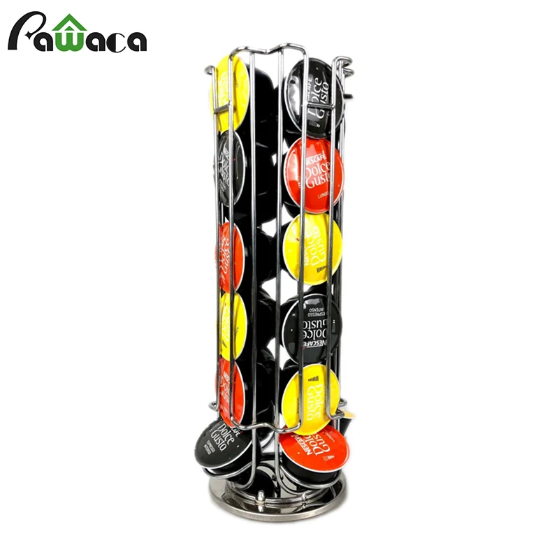 

Coffee Capsule Rack Coffee Pod Holder Iron Chrome Plating Stand Coffee Capsule Storage Organizer for 24pcs Dolce Gusto Capsule