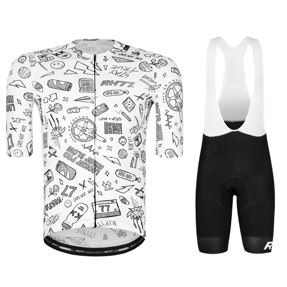 maillot ciclismo hombre Cycling Jersey sets White Cartoon Cat