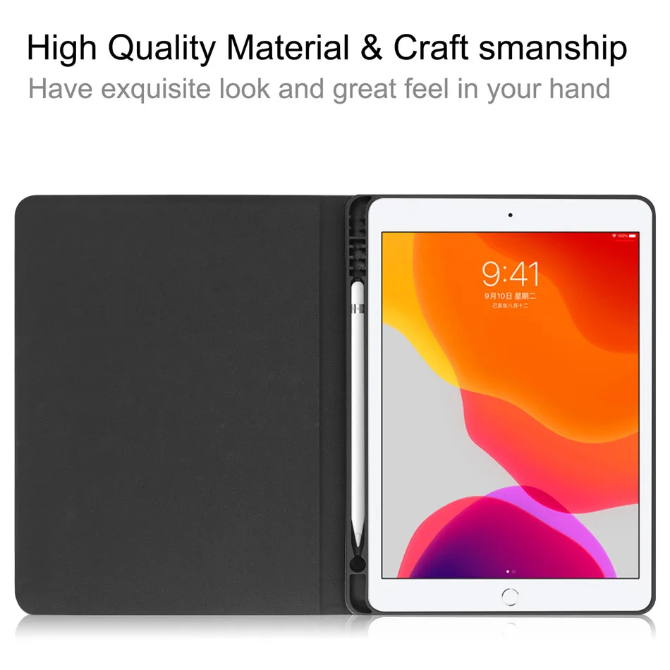 Для iPad 10,2 чехол A2198 A2200 A2232 с карандашом Держатель подставка воловья кожа чехол для iPad 10,2 ''7th чехол Авто Режим сна/пробуждения