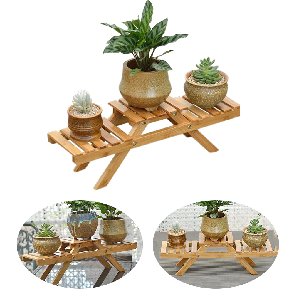 

Planter Plant Table Outdoor Garden Bamboo Pot Rack Display Stand Indoor Multilayer Flower Shelf Living Room Holder Home Decor