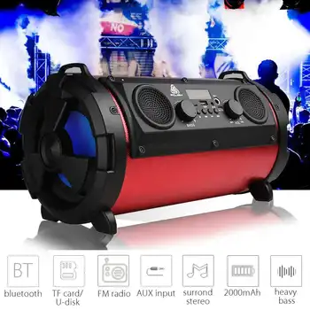 

Outdoor Portable bluetooth Speaker 15W Wireless Hifi Sound bar 3D Stereo FM TF AUX USB 3 Loundspeaker Heavy Bass Subwoofer