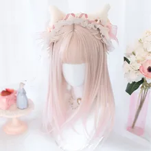 Косплей салон H762502 Лолита 55 см Лолита смешанный розовый Омбре длинные челки термостойкие синтетические Хэллоуин косплей парик