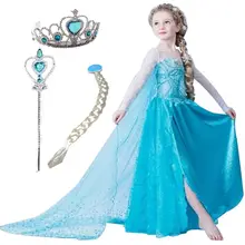 Платья Эльзы для девочек; Детские костюмы принцессы Анны и Эльзы; вечерние костюмы на Хэллоуин; Elza Vestidos; аксессуары для волос; детская одежда для девочек