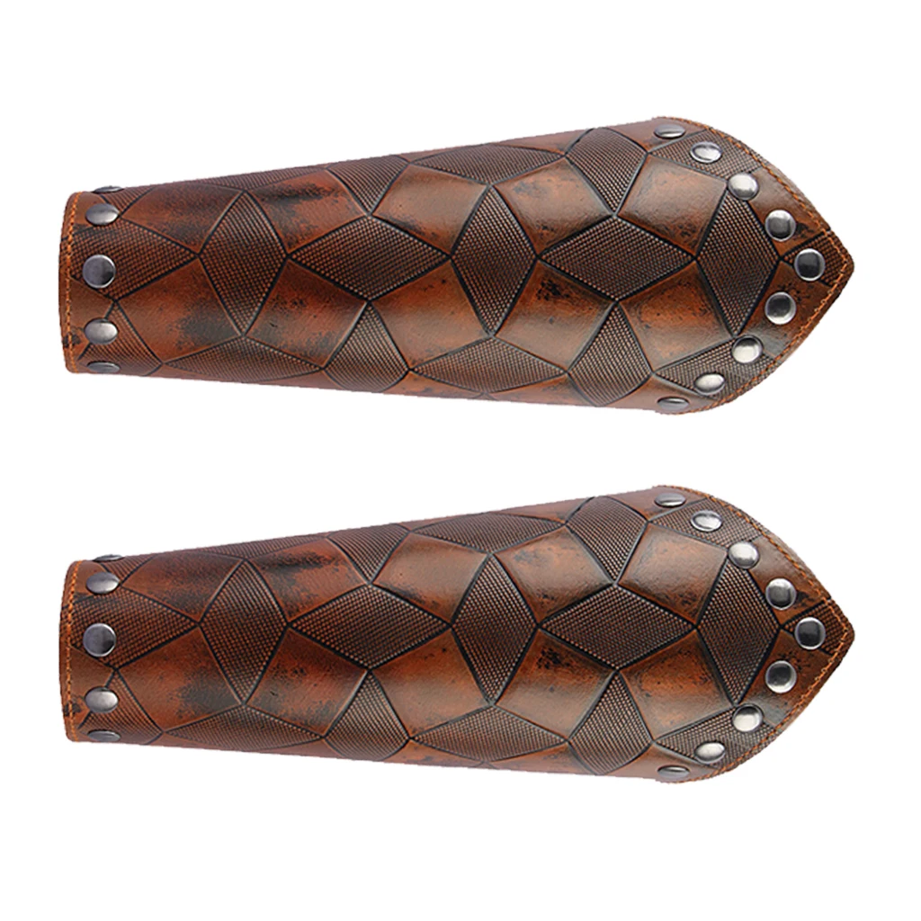 1 Pair Archery Arm Armor Bracer Handmade PU Leather Arrow Bow Shooting Protector Accessories Cuff Cross String Steampunk Cosplay