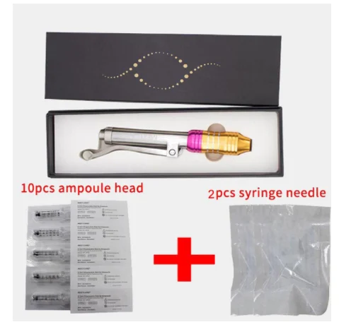 pen 10head 2needle Гиалуроновая инъекционная ручка, массажный распылитель, ручка, набор, высокое давление, кислота, микро-пистолеты, против морщин, для губ, наполнитель, для подтяжки губ, без иглы - Цвет: pen 10head 2needle