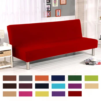 

S/L Solid Color Sofa Bed Cover Armless Folding Modern Seat Slipcovers Stretch Covers Cheap Couch Protector Elastic Spandex Cover