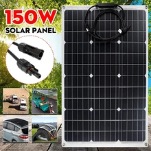 

150W 18V Semi-Flexible Monocrystalline Solar Panel Charging Board Sun Power Generator System DIY Cable Battery for Car RV Yatch