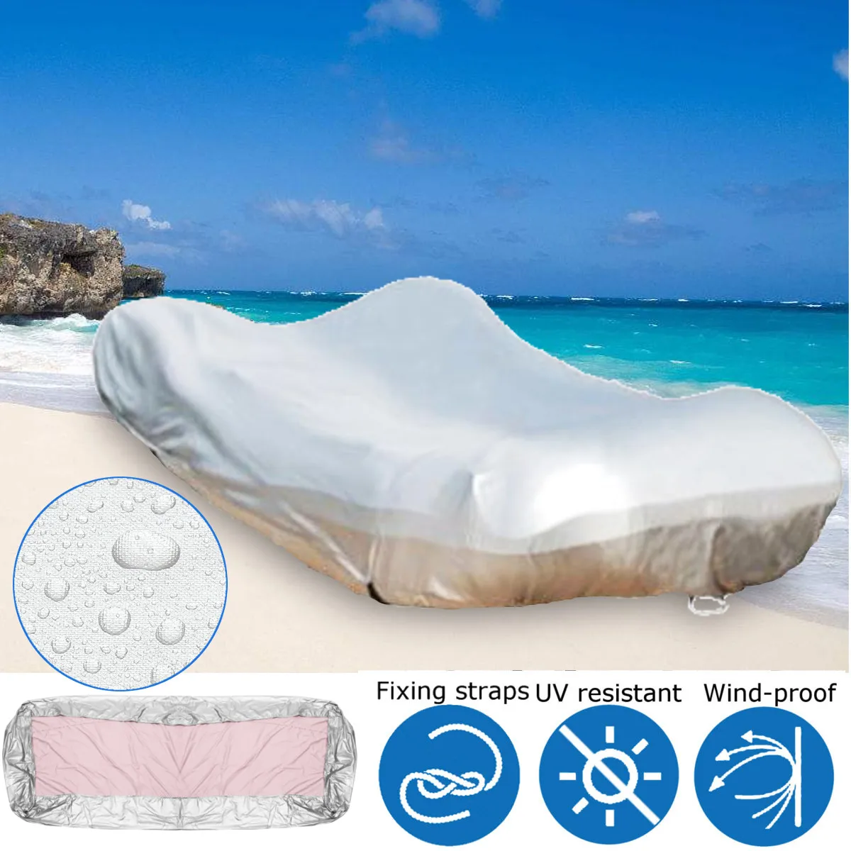 

Waterproof UV Sun Dust Protection Inflatable Boat Dinghy Tender Cover Storage 380*94*46cm/12.5*3*1.5ft
