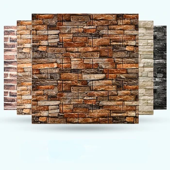 70 × 77cm prawdziwe 3D naklejki ścienne imitujące cegły Home Decor DIY samoprzylepne wodoodporne rustykalny Retro tło cegły panele stara ściana pokrycie tanie i dobre opinie CN (pochodzenie) Stałe zwierzę domowe