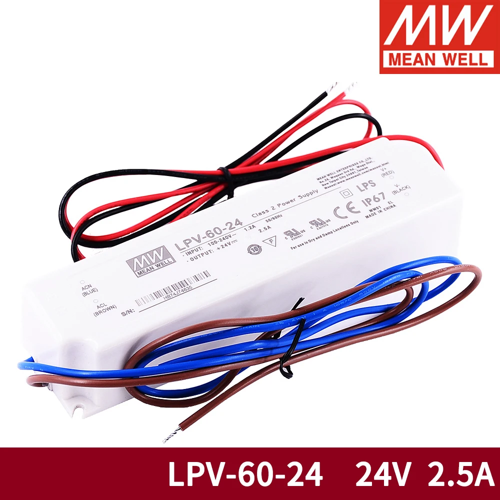Original Meanwell Constant Voltage 24v Power Supply Lpv 60 24